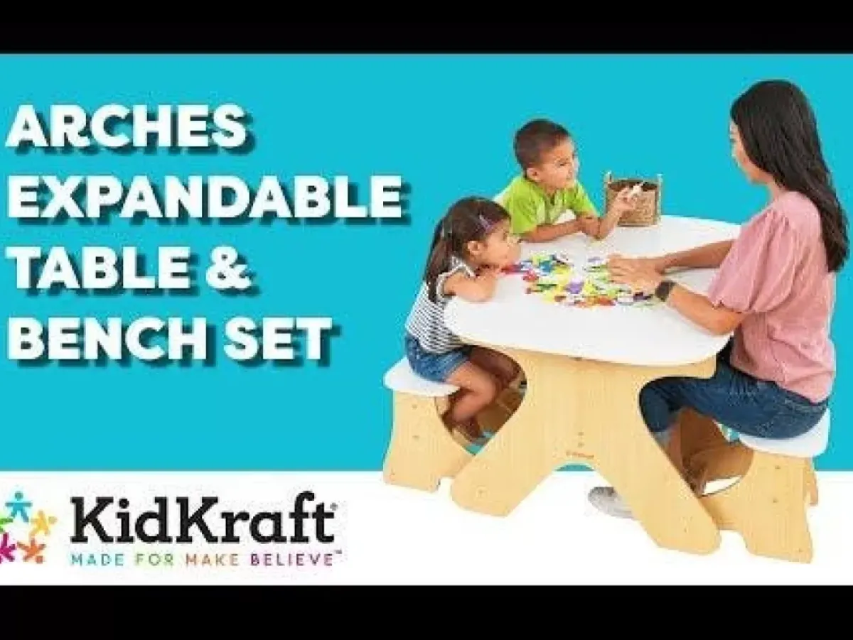 Bedroom^KidKraft Arches Expandable Table & Bench Set - White