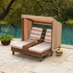 Outdoor Kids' Chairs^KidKraft Double Chaise Lounge With Cup Holders - Espresso & Oatmeal