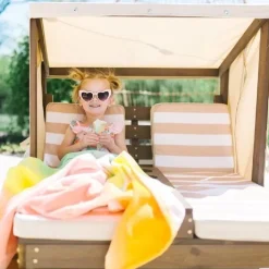 Outdoor Kids' Chairs^KidKraft Double Chaise Lounge With Cup Holders - Espresso & Oatmeal