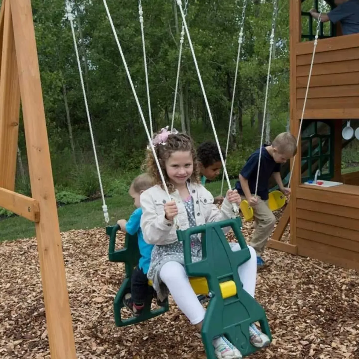 Swing Sets^KidKraft Falcon Ridge Wooden Swing Set / Playset