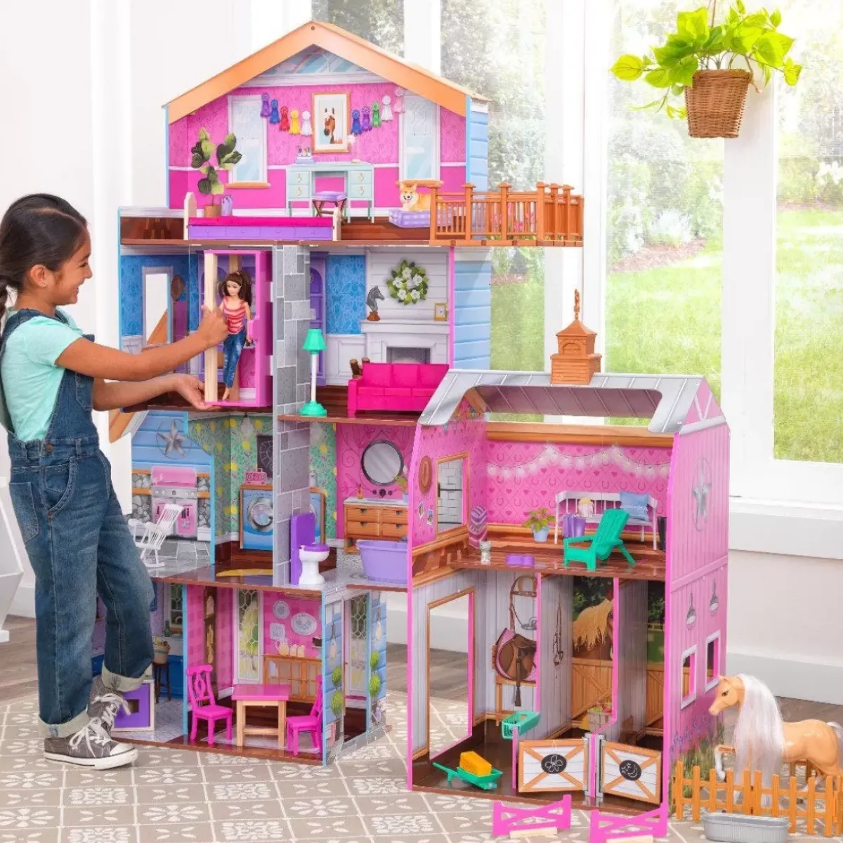 Dollhouses^KidKraft Grand Horse Stable & Dollhouse With Ez Kraft Assembly™