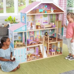 Dollhouses^KidKraft Grand View Mansion Dollhouse With Ez Kraft Assembly™