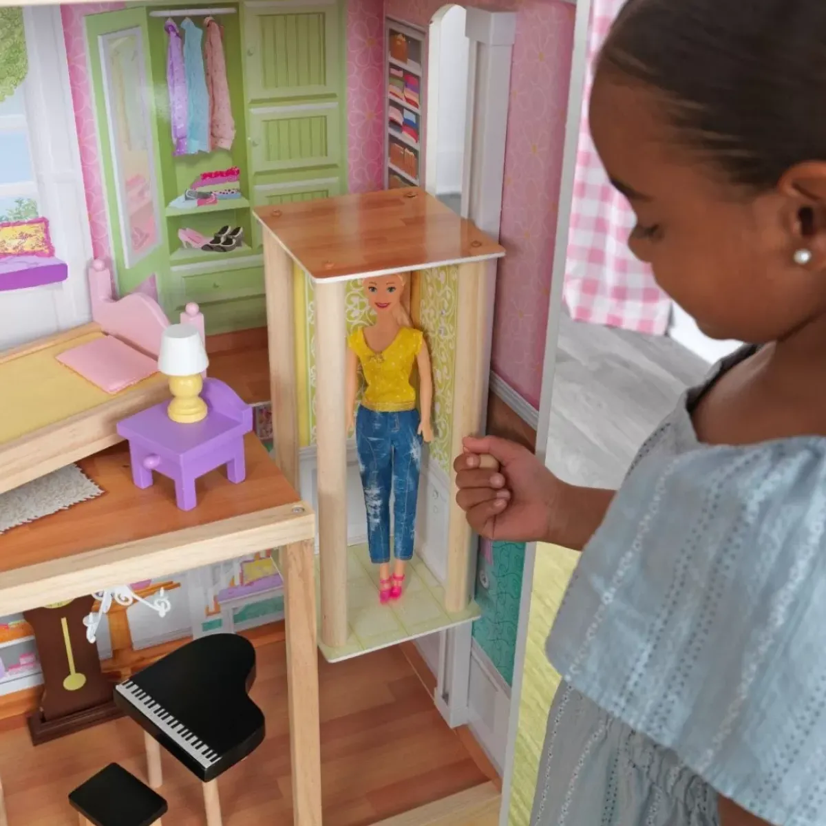 Dollhouses^KidKraft Grand View Mansion Dollhouse With Ez Kraft Assembly™