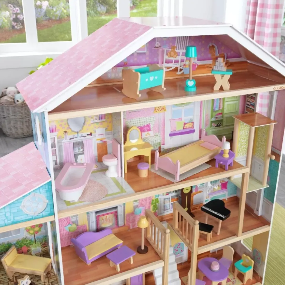 Dollhouses^KidKraft Grand View Mansion Dollhouse With Ez Kraft Assembly™