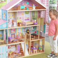 Dollhouses^KidKraft Grand View Mansion Dollhouse With Ez Kraft Assembly™
