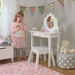 Bedroom^KidKraft Medium Vanity & Stool - White