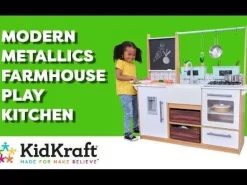 Play Kitchens^KidKraft Modern Metallics Farmhouse Play Kitchen