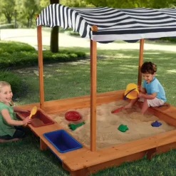 Sandboxes^KidKraft Outdoor Sandbox With Canopy - Navy & White