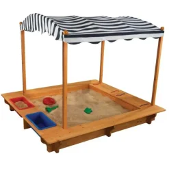 Sandboxes^KidKraft Outdoor Sandbox With Canopy - Navy & White