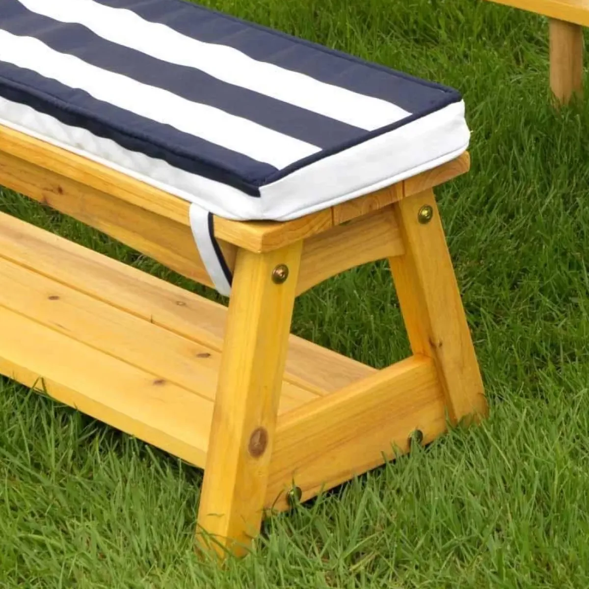 Kids' Picnic Tables^KidKraft Outdoor Table & Bench Set With Cushions & Umbrella - Navy & White Stripes