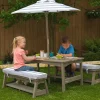 Kids' Picnic Tables^KidKraft Outdoor Table & Bench Set With Cushions & Umbrella - Gray & White Stripes