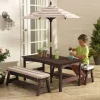Kids' Picnic Tables^KidKraft Outdoor Table & Bench Set With Cushions & Umbrella - Oatmeal & White Stripes