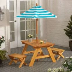 Kids' Picnic Tables^KidKraft Outdoor Table With Benches & Umbrella