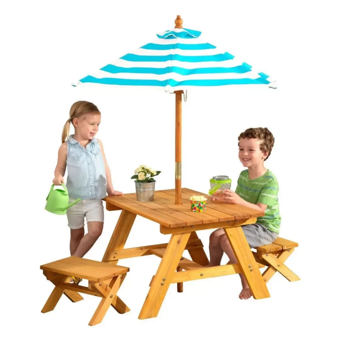 Kids' Picnic Tables^KidKraft Outdoor Table With Benches & Umbrella