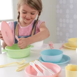 Play Kitchen Accessories^KidKraft 27-Piece Pastel Cookware Playset