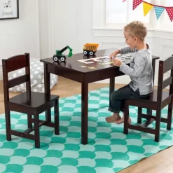 Bedroom^KidKraft Rectangle Table & 2 Chair Set- Espresso