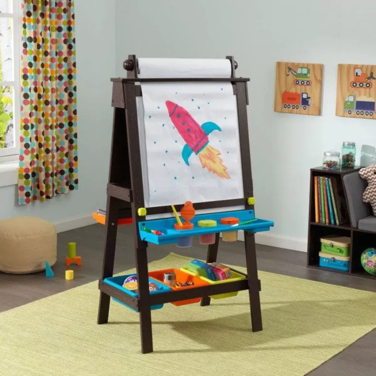 Playroom^KidKraft Storage Easel - Espresso