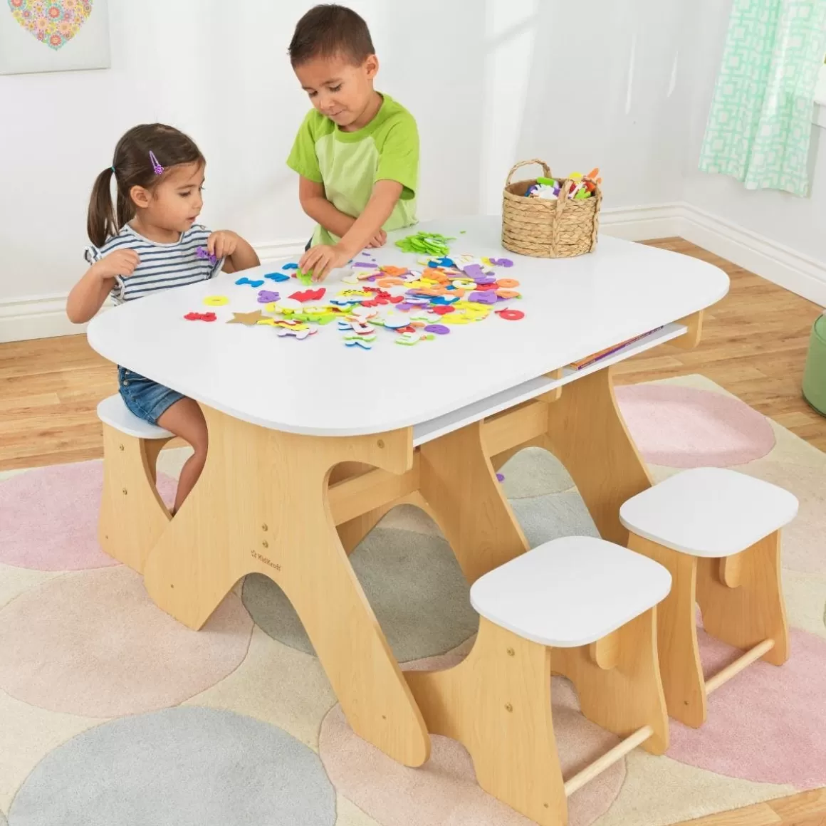 Flash Sale KidKraft Arches Expandable Table & Bench Set - White