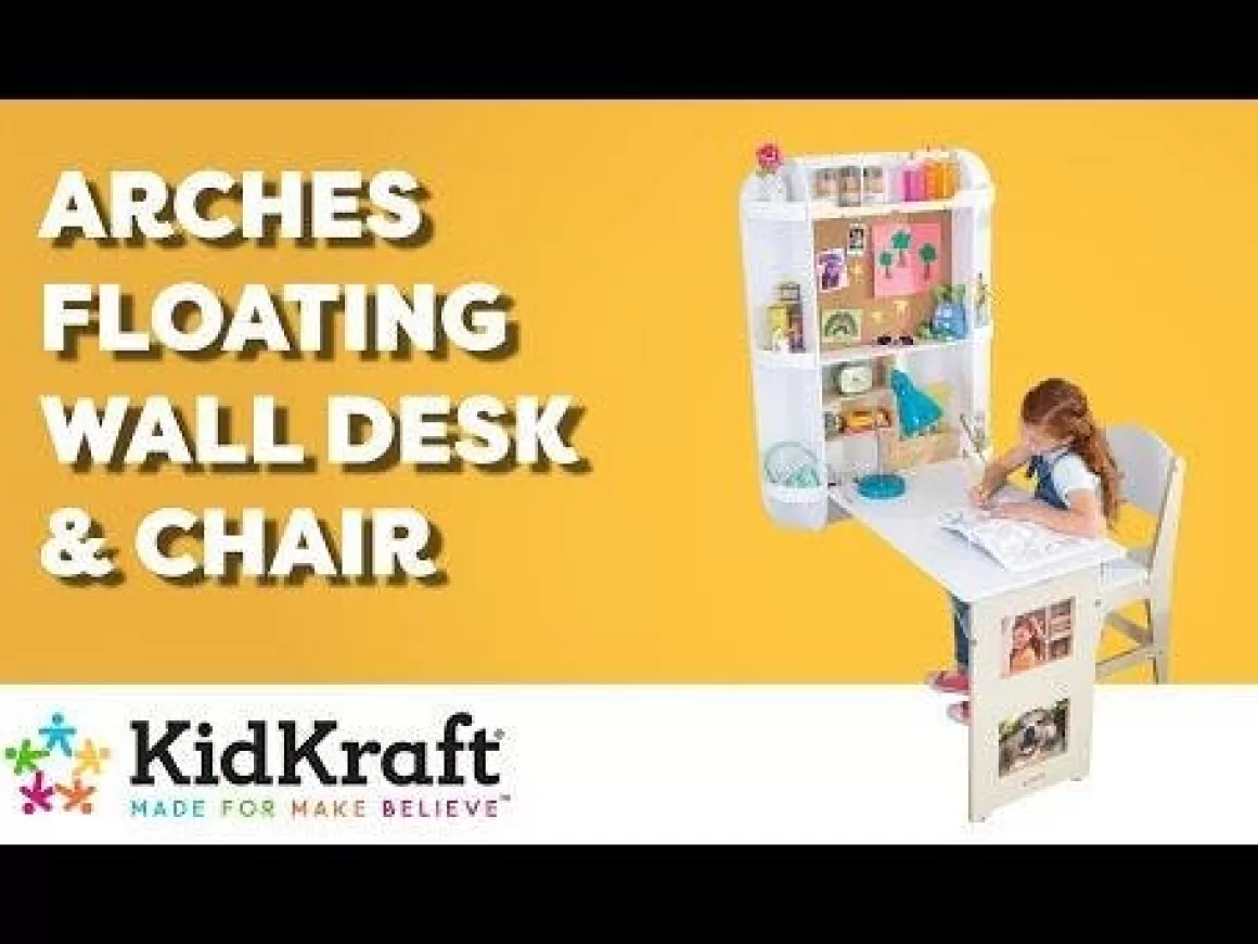 New KidKraft Arches Floating Wall Desk & Chair - White