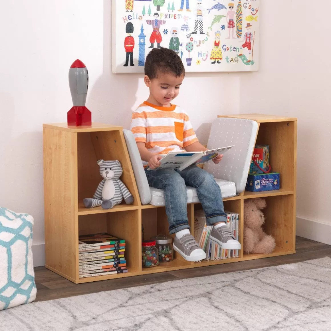 New KidKraft Bookcase With Reading Nook - Natural