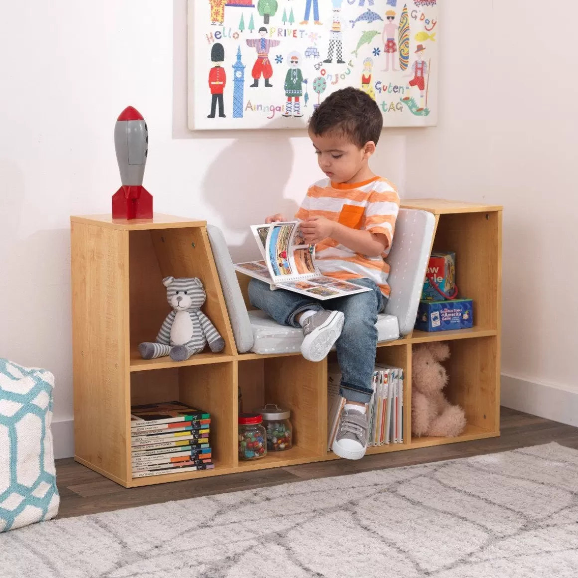 New KidKraft Bookcase With Reading Nook - Natural