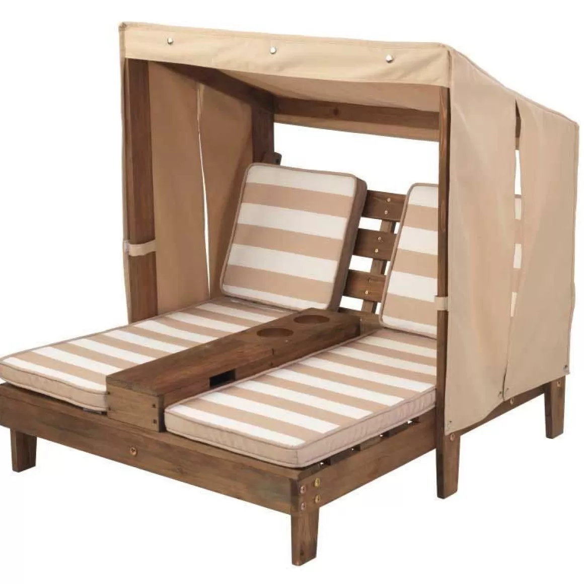 Store KidKraft Double Chaise Lounge With Cup Holders - Espresso & Oatmeal