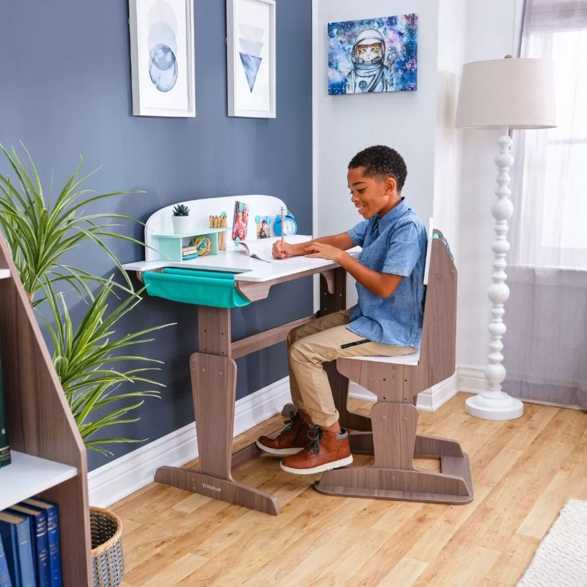 Discount KidKraft Grow Together™ Pocket Adjustable Desk With Hutch And Chair - Gray Ash