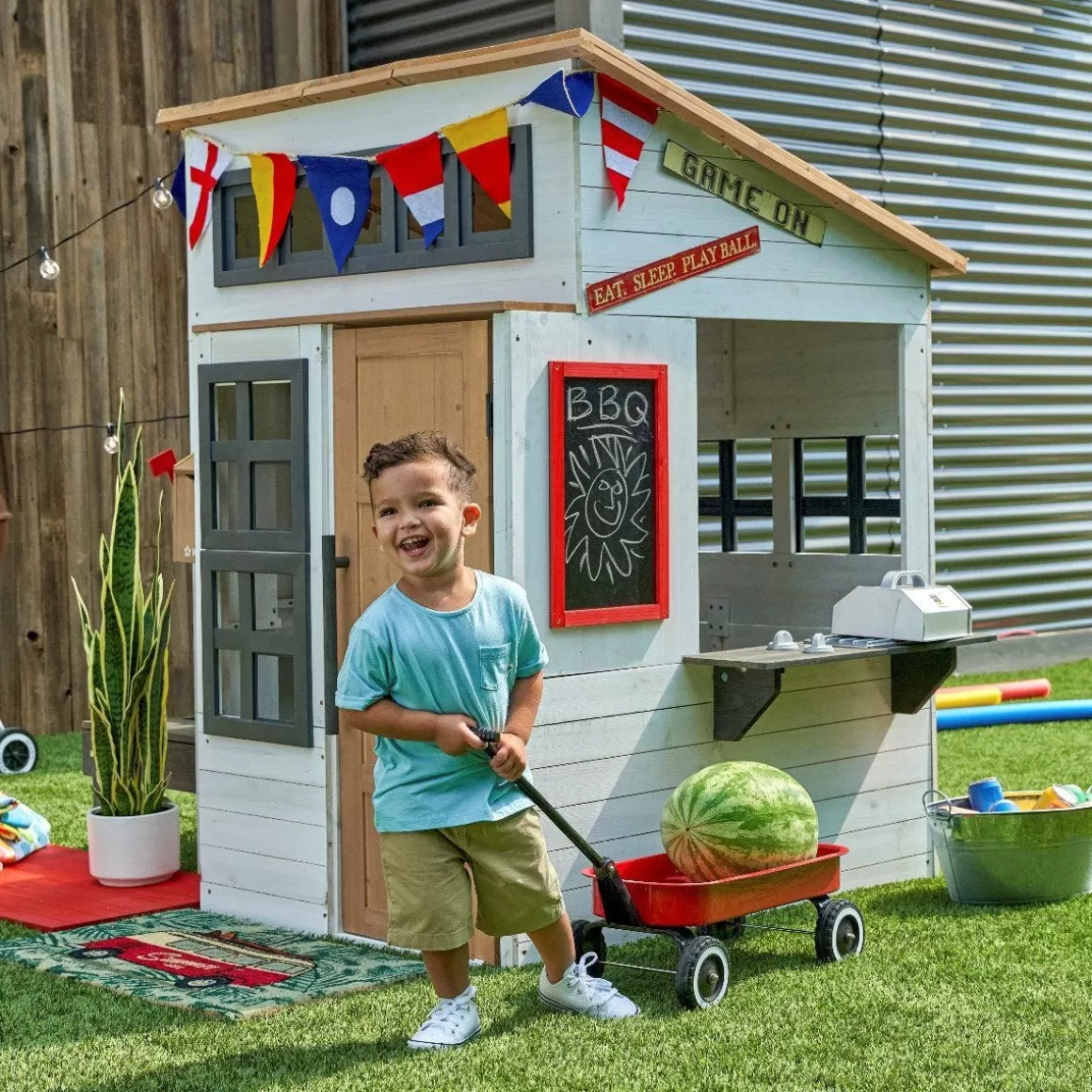 Shop KidKraft Modern Outdoor Playhouse - White & Raven