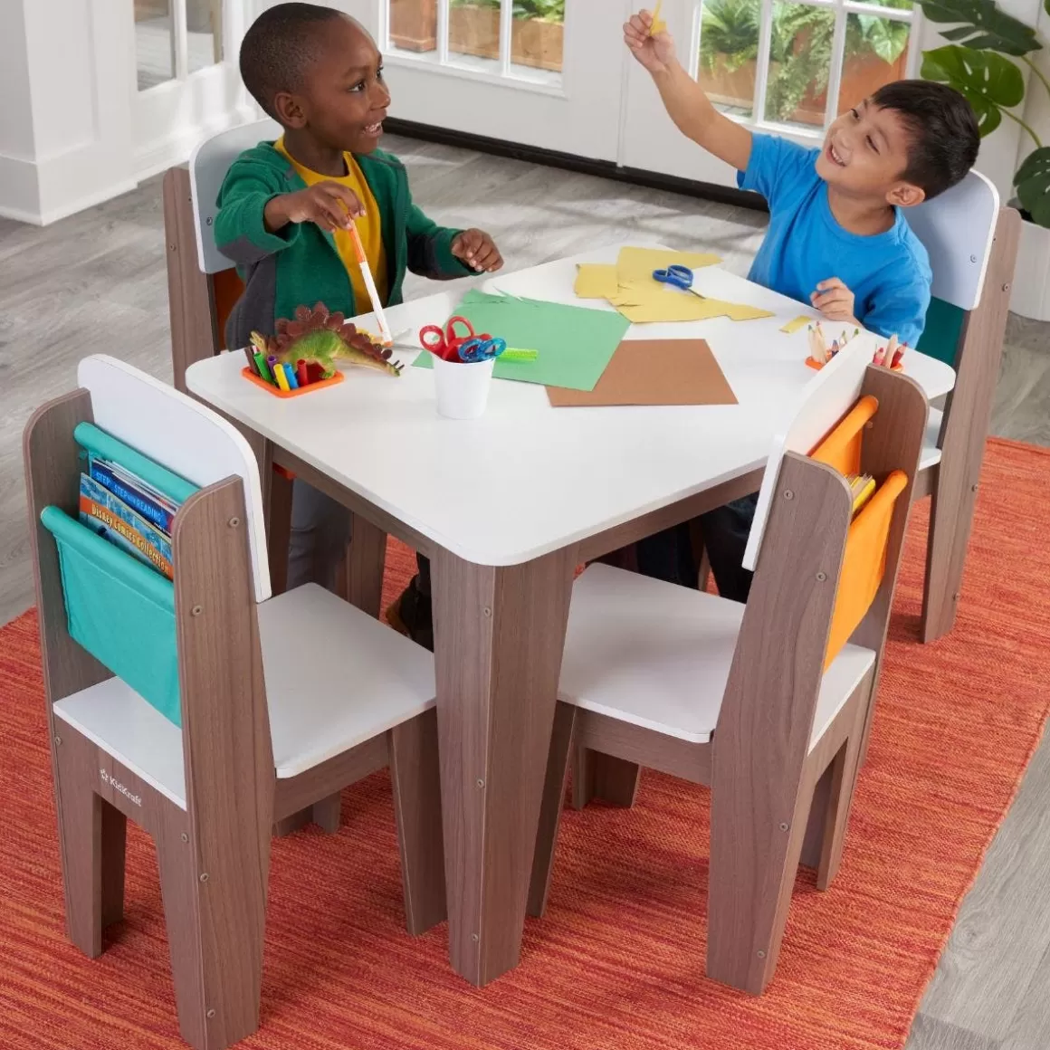 Shop KidKraft Pocket Storage Table And 4 Chair Set - Gray Ash