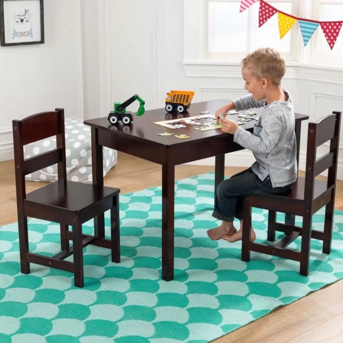 Shop KidKraft Rectangle Table & 2 Chair Set- Espresso