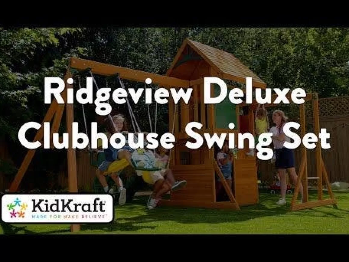 Hot KidKraft Ridgeview Deluxe Clubhouse Wooden Swing Set / Playset