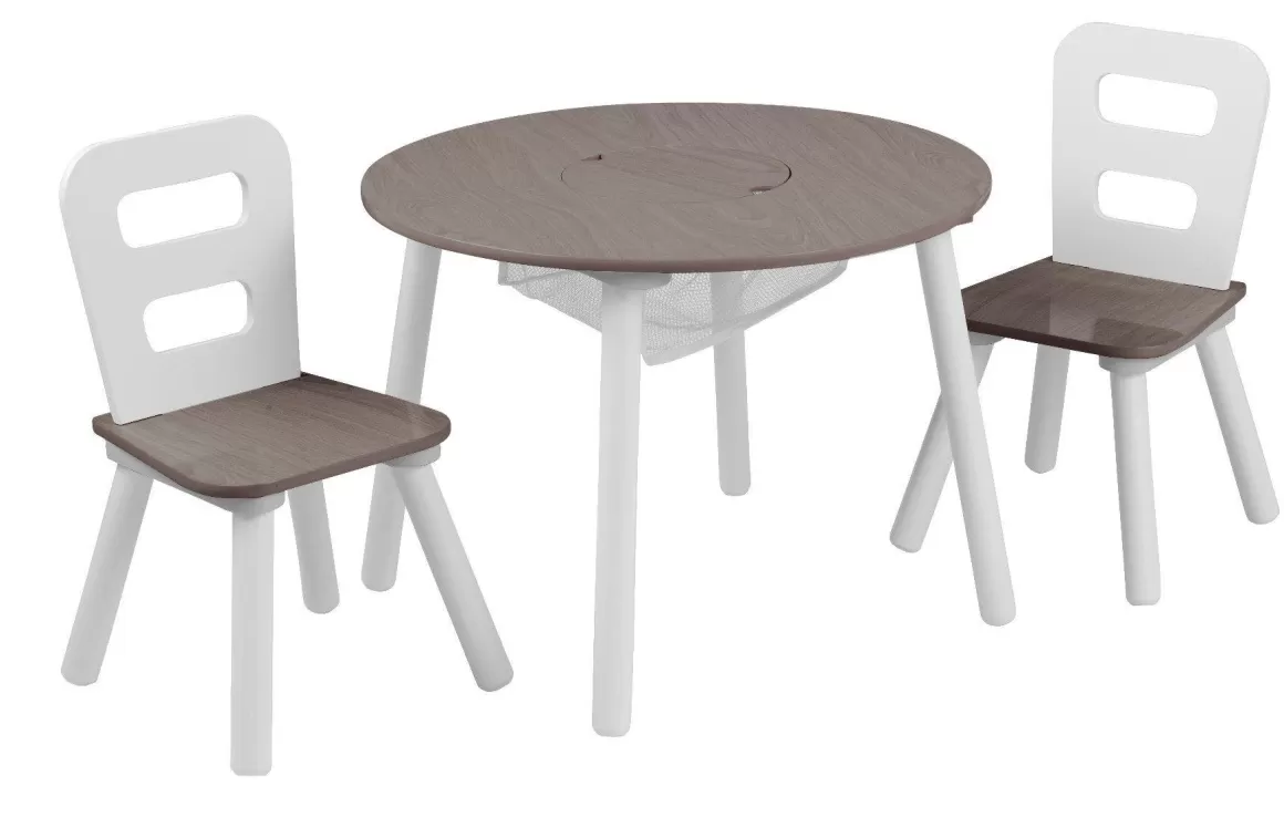 Sale KidKraft Round Storage Table & 2 Chair Set - Gray Ash