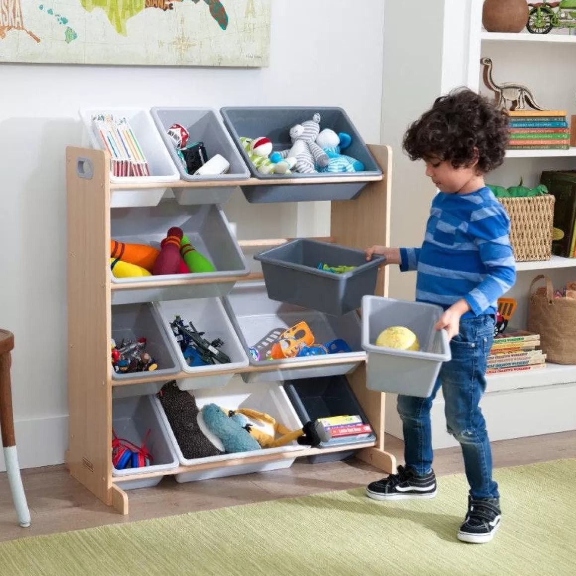 Outlet KidKraft Sort It & Store It Bin Unit - Gray & Natural