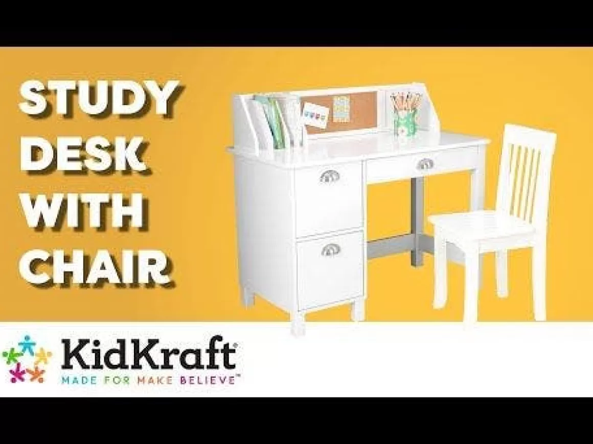 Store KidKraft Study Desk With Chair - White