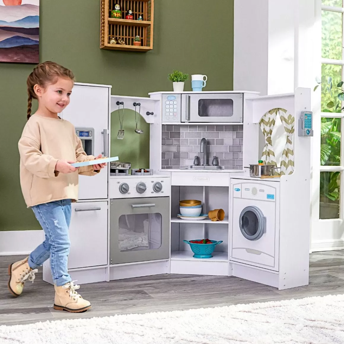 Hot KidKraft Ultimate Corner Play Kitchen With Lights & Sounds - White