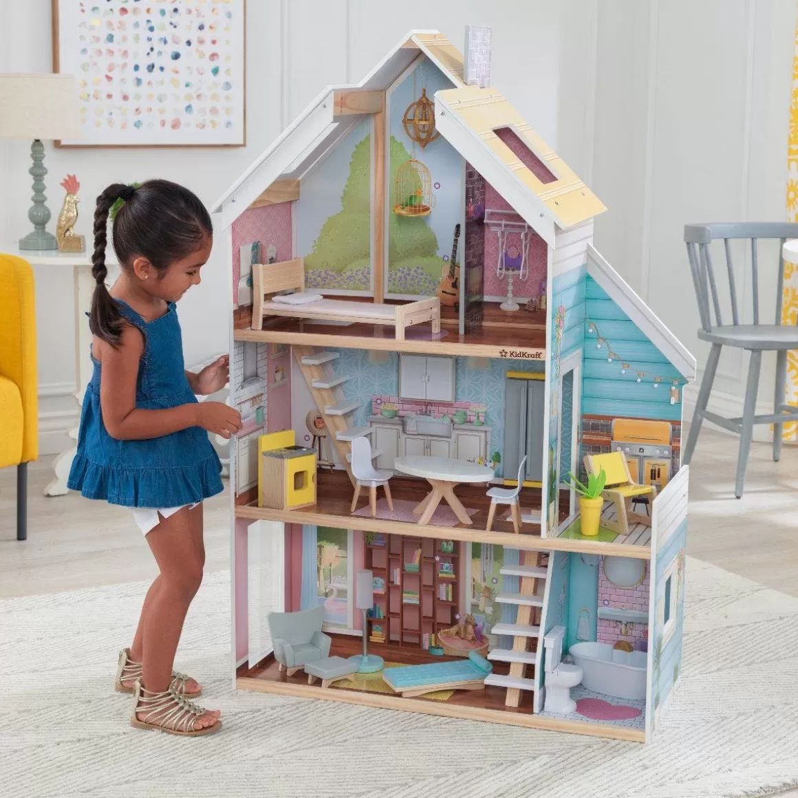 Clearance KidKraft Zoey Magic Lights & Sounds Dollhouse With Ez Kraft Assembly™